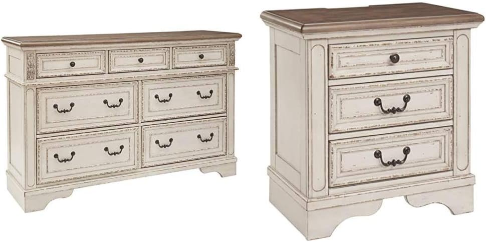  7 Drawer Two Tone Dresser and Nightstand
